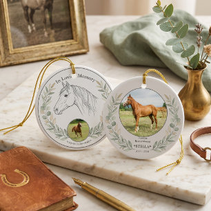 Paard Gedenk Sage Botanische Aandenken Keramisch Ornament