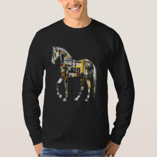 Paard geometrische kunstwerk Dier Motief Paard T-shirt
