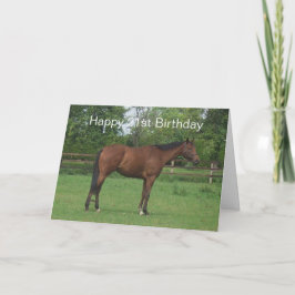 Paard gepersonaliseerd 21e verjaardag kaart