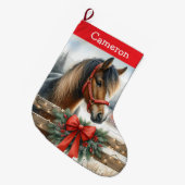  paard gepersonaliseerd grote kerstsok (Voorkant (Hangend))