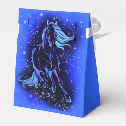 Paard geschenkdoos die in blauwe maanlicht nacht l bedankdoosjes (Achterkant)
