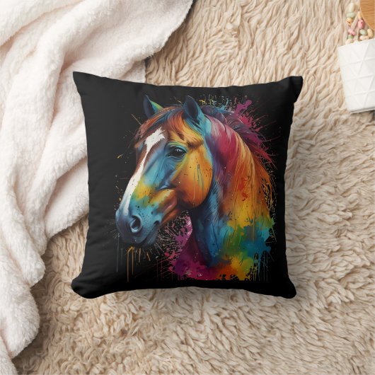 Paard geschilderd ontwerp moeilijk kussen (Deken)