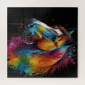 Paard geschilderd ontwerp moeilijk legpuzzel (Horizontaal)