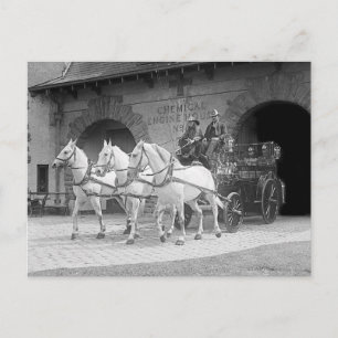 Paard getrokken brandweerauto, 1922 briefkaart