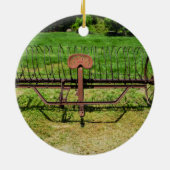 Paard getrokken hark keramisch ornament (Achterkant)