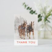 Paard getrokken slee Kerstscene Bedankt Briefkaart (Staand voorkant)
