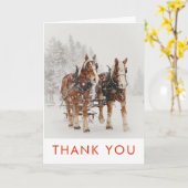 Paard getrokken slee kerstscène dank u kaart (Gele Bloem)