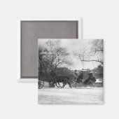 Paard getrokken slee NYC magneet (Voorkant / Achterkant)