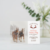 Paard getrokken slee winter kerstfeest briefkaart (Staand voorkant)
