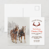 Paard getrokken slee winter kerstfeest briefkaart (Voorkant / Achterkant)