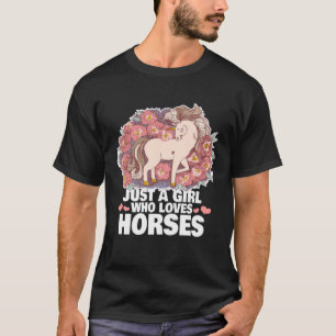 Paard Gewoon een meisje die houdt van paarden lang T-shirt