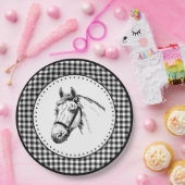 Paard Gingham Papieren Bordje (Feest)
