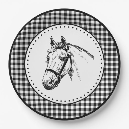 Paard Gingham Papieren Bordje (Voorkant)