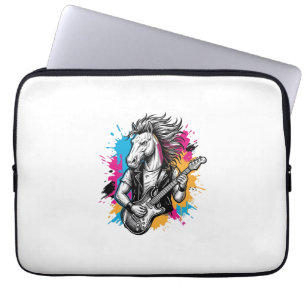 Paard Gitaarspeler Vintage Gravure T-Shirt Desi Laptop Sleeve