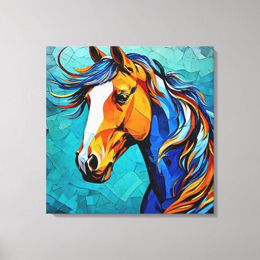 Paard Glas in Lood Canvas Afdruk (Voorkant)