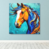 Paard Glas in Lood Canvas Afdruk (Insitu (Houten vloer))