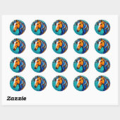 Paard Glas in Lood Ronde Sticker (Vel)