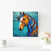 Paard Glas in Lood Vierkante Klok (Huis)