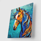 Paard Glas in Lood Vierkante Klok (Hoek)