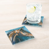 Paard Glazen Onderzetter (Schuin)