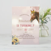  Paard Glitter Drips Zonnebloemen Verjaardag Kaart (Staand voorkant)