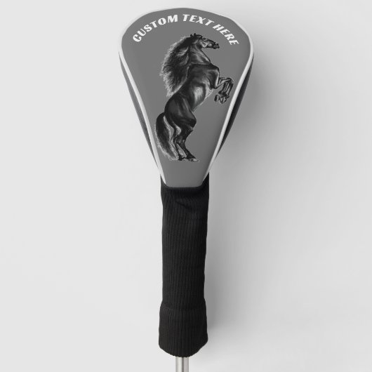 Paard Golf Headcover Met Gepersonaliseerde Tekst (Voorkant)