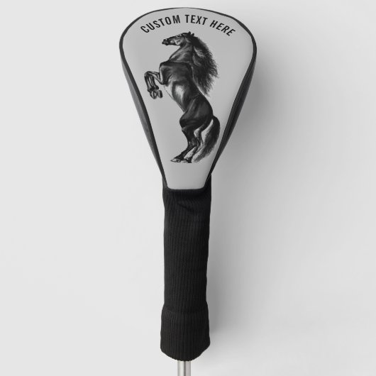Paard Golfhoofd Hoesje Aangepaste Tekst en Kleuren Golfheadcover (Voorkant)