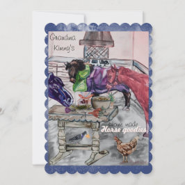 Paard goodies in de keuken met paarden feestdagenkaart