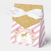Paard Goud Glitter Roze Bloemen Dank u Verjaardag Bedankdoosjes (Voorkant Zijde)