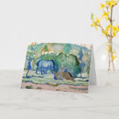 Paard graast door Franz Marc, Vintage Fine Art Kaart (Gele Bloem)