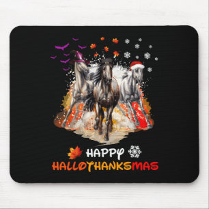 Paard Halloween En Prettig Kerstfeest Gelukkig Hal Muismat