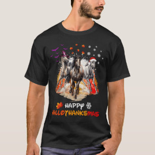 Paard Halloween En Prettig Kerstfeest Gelukkig Hal T-shirt