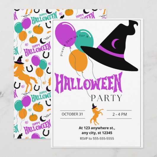 Paard Halloween Feest Uitnodiging (Voorkant / Achterkant)