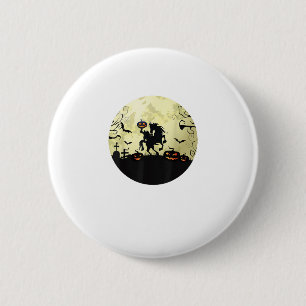 paard halloween hoofdloze ruiter Pompoen en maan Ronde Button 5,7 Cm
