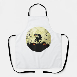 paard halloween paard zonder hoofd Pompoen en maan Schort