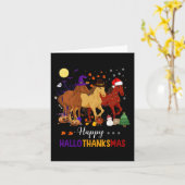 Paard Halloween Thanksgiving Kerstmis Gelukkig Hal Kaart (Gele Bloem)