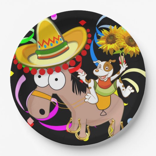 Paard Happy Birthday Paper Borden Papieren Bordje (Voorkant)