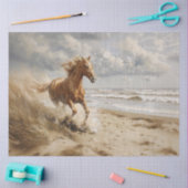 Paard Hardlopen op het strand Schilderij Decoupage Tissuepapier (Craft)
