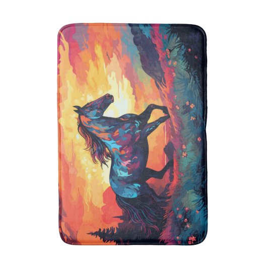 Paard hardlopen op veld Abstracte kunst paardenlie Badmat (Voorkant Verticaal)