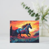Paard hardlopen op veld Abstracte kunst paardenlie Briefkaart (Staand voorkant)
