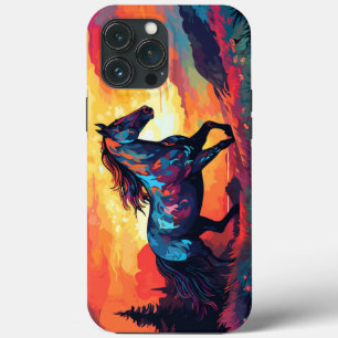 Paard hardlopen op veld Abstracte kunst paardenlie Case-Mate iPhone Case
