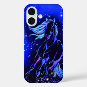 Paard hardlopend Blauw iPhone Hoesje Sterrennacht