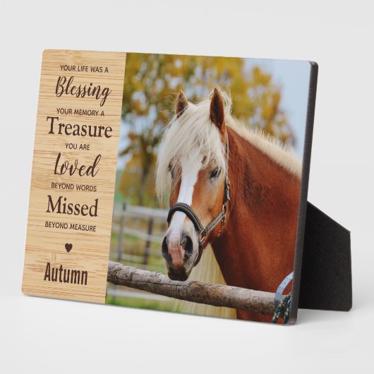 Paard Herdenkings- Ruiters Geschenk Fotoplaat (Zijkant)