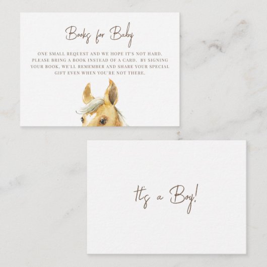 Paard Het is een Boy Books voor Baby White Informatiekaartje (Voorkant / Achterkant)
