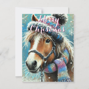 Paard Hoed Sjaal Sneeuwvlokken Persoonlijke Kerstm Briefkaart