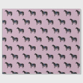 Paard, hoefijzer en blauw lint cadeaupapier (Vlak)