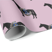 Paard, hoefijzer en blauw lint cadeaupapier (Rol Hoek)