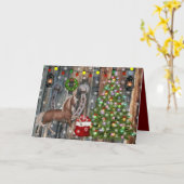 Paard Hoefijzer kerstboom Cadeaus Kaart (Gele Bloem)