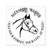 Paard hoofd lijn art naam retour adres  zelfinktende stempel (Design)