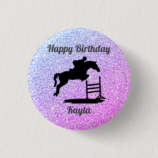 Paard Hunter Jumper Gelukkige Verjaardag Knop Ronde Button 3,2 Cm (Voorkant)